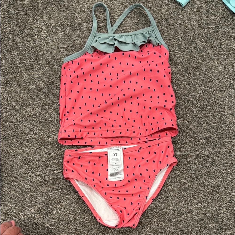 Carter's Pink and Gray Bikini with Textured Polka Dot Design